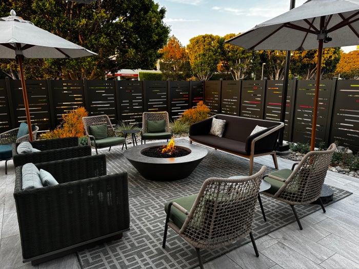Hyatt Regency Irvine Regency Club lounge outdoor patio fire pit