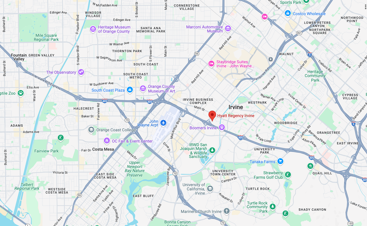 Hyatt Regency Irvine location map