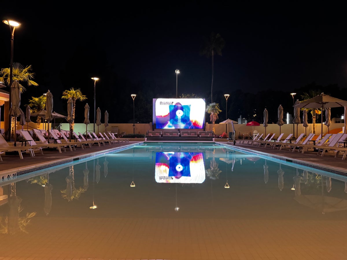 Hyatt Regency Irvine pool at night