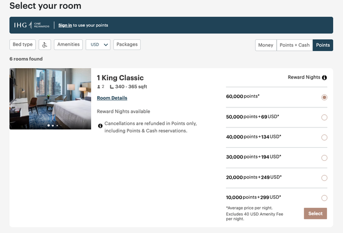 IHG InterContinental Times Square Points Rate