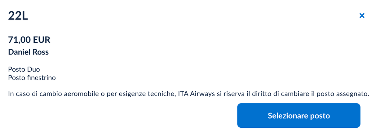 ITA seat selection