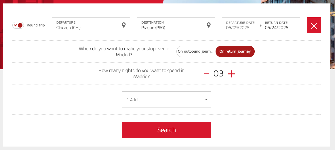 Iberia Hola Madrid Booking Page