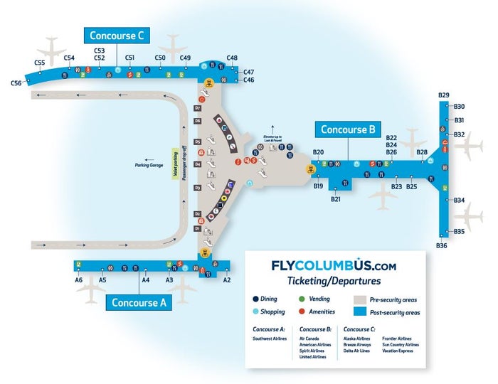 John Glenn Columbus International Airport Map John Glenn Columbus International Airport Map