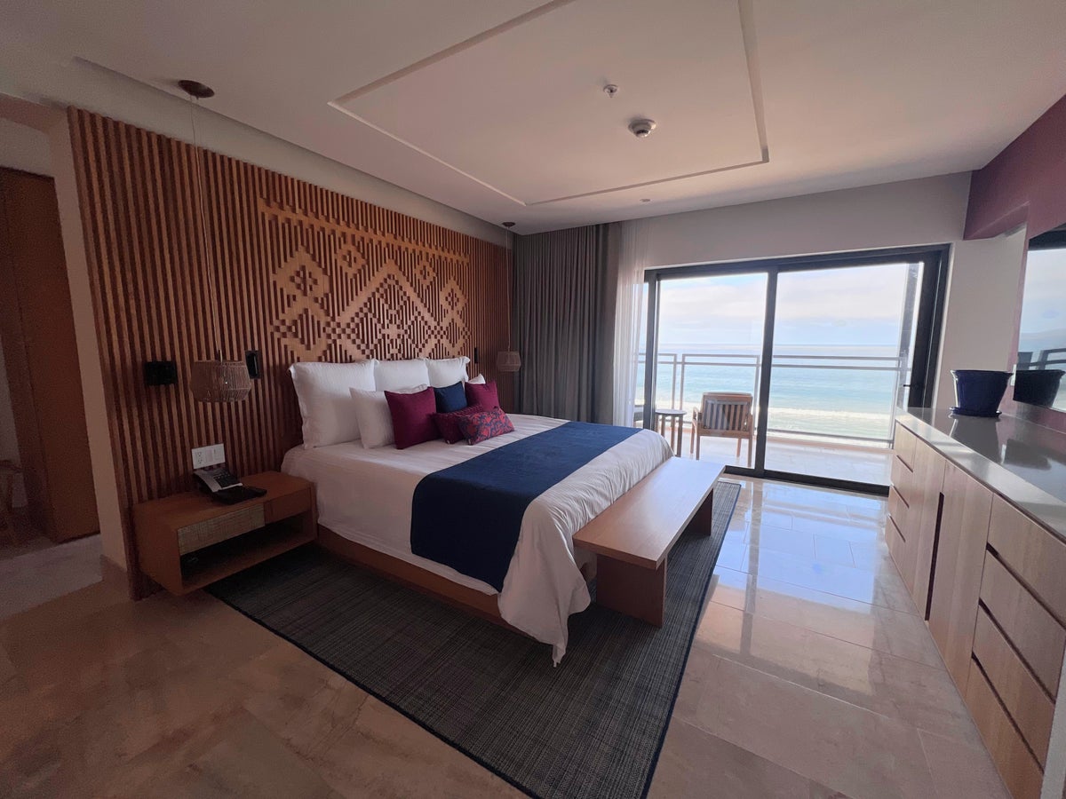 Junior Master Suite bedroom at Dreams Mazatlan