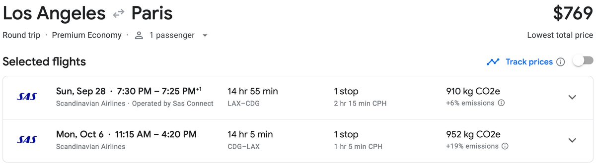 LAX CDG cash rates