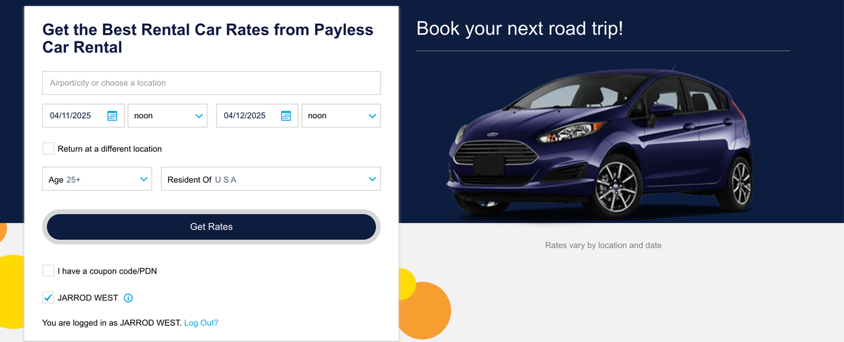 Payless Booking Screen