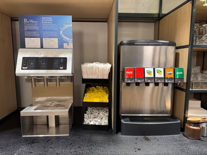 Plaza Premium Bosphorus Lounge SAW soda fountain