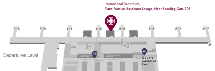 Plaza Premium Bosphorus Lounge terminal map