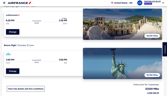 Screenshot 2025 04 10 at 1.39.19 PM JFK ATH booking