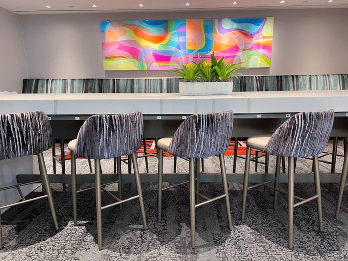 Seating and artwork in Atlantas Delta Sky Club Seating and artwork in Atlantas Delta Sky Club