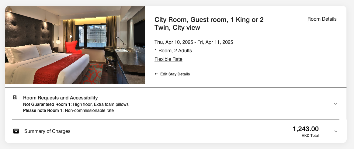 The Mira Hong Kong cash rate with tax for room