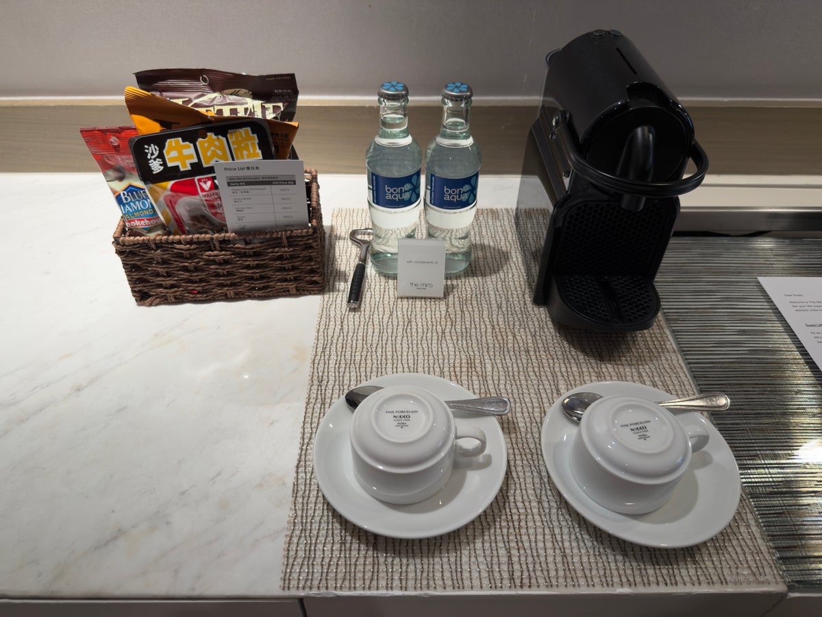 The Mira Hong Kong minibar and coffee