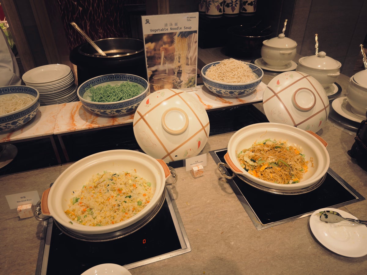 The St. Regis Beijing breakfast vegetable noodle soup and stir fry