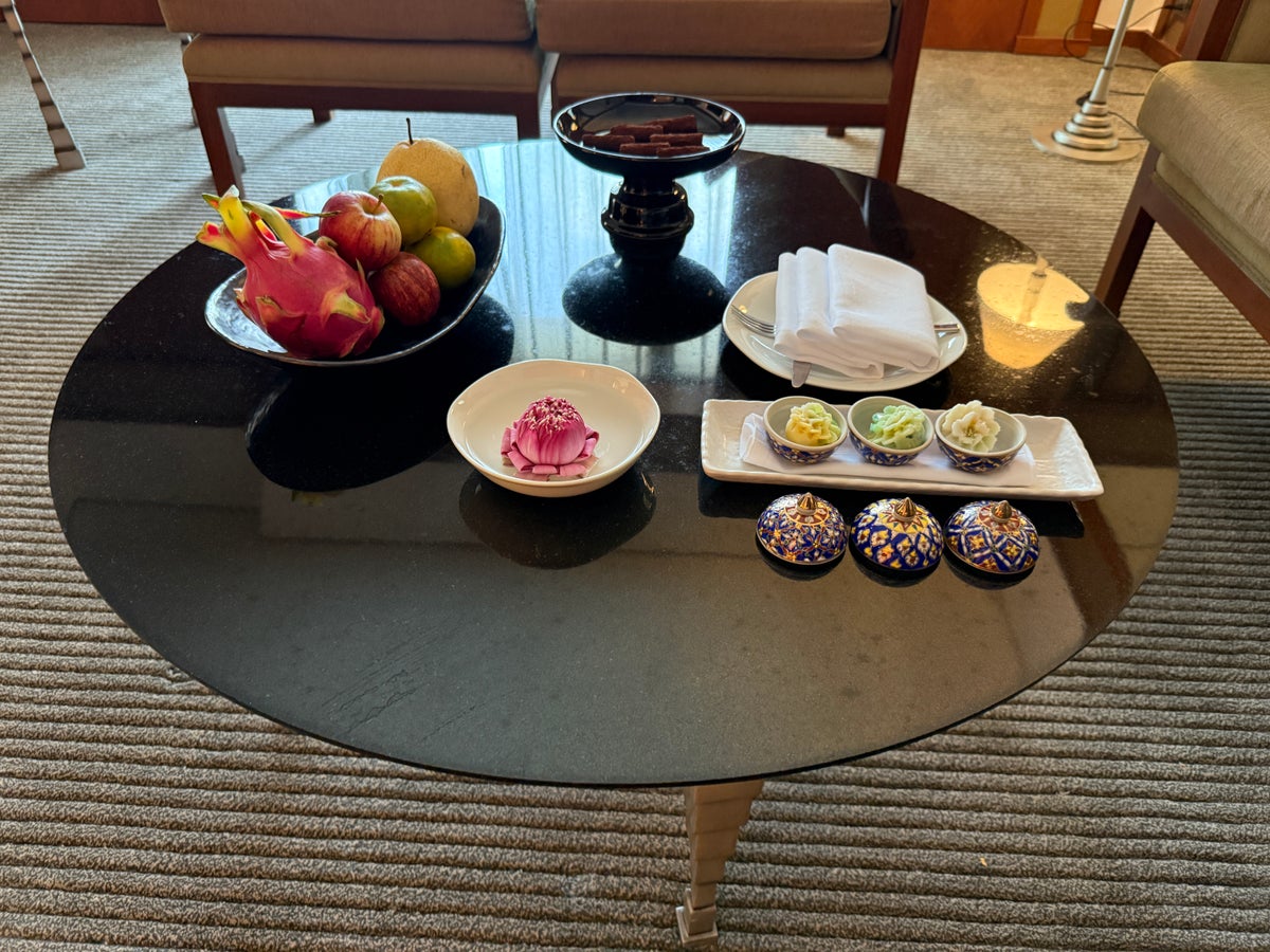 The Sukhothai Bangkok coffee table and snacks