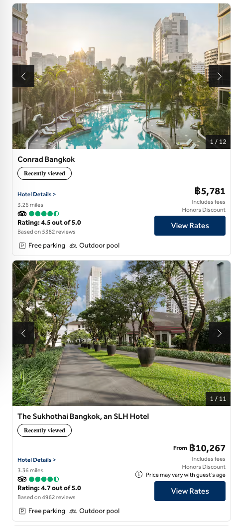 The Sukothai Bangkok vs Conrad Bangkok cash price