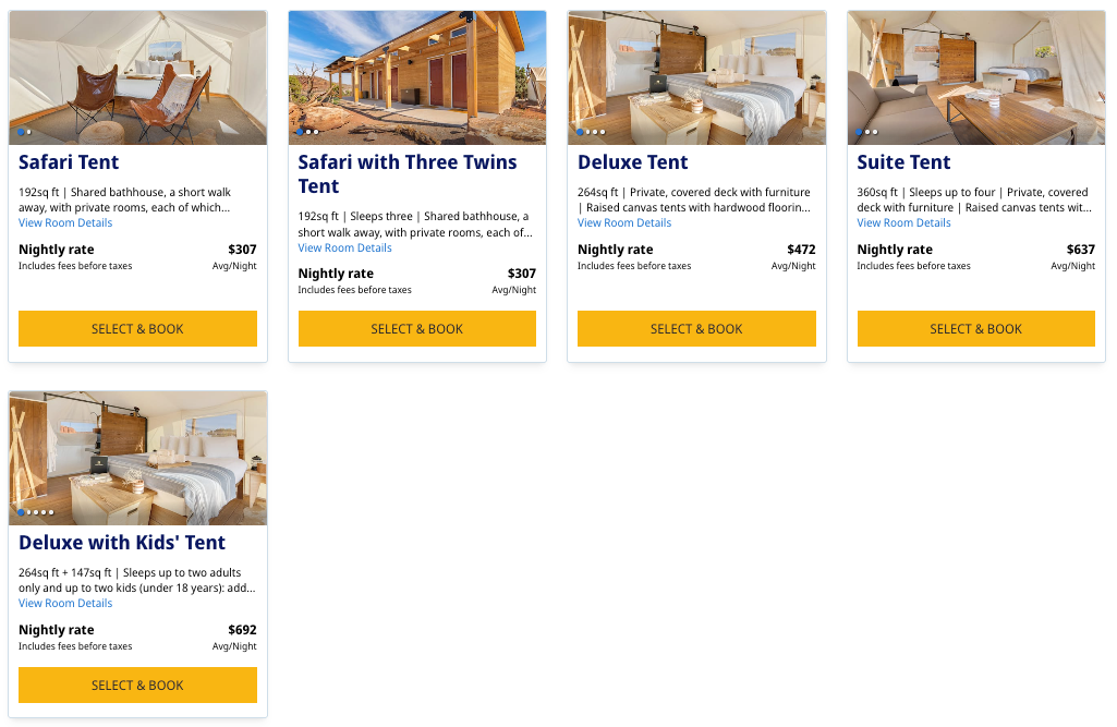 Under Canvas Moab World of Hyatt cost