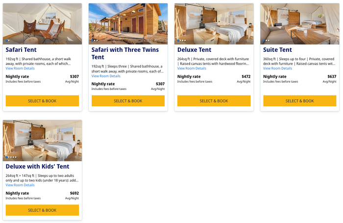 Under Canvas Moab World of Hyatt cost