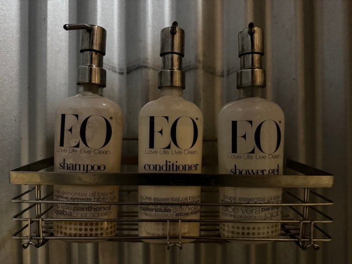 Under Canvas Moab bathroom pump bottles