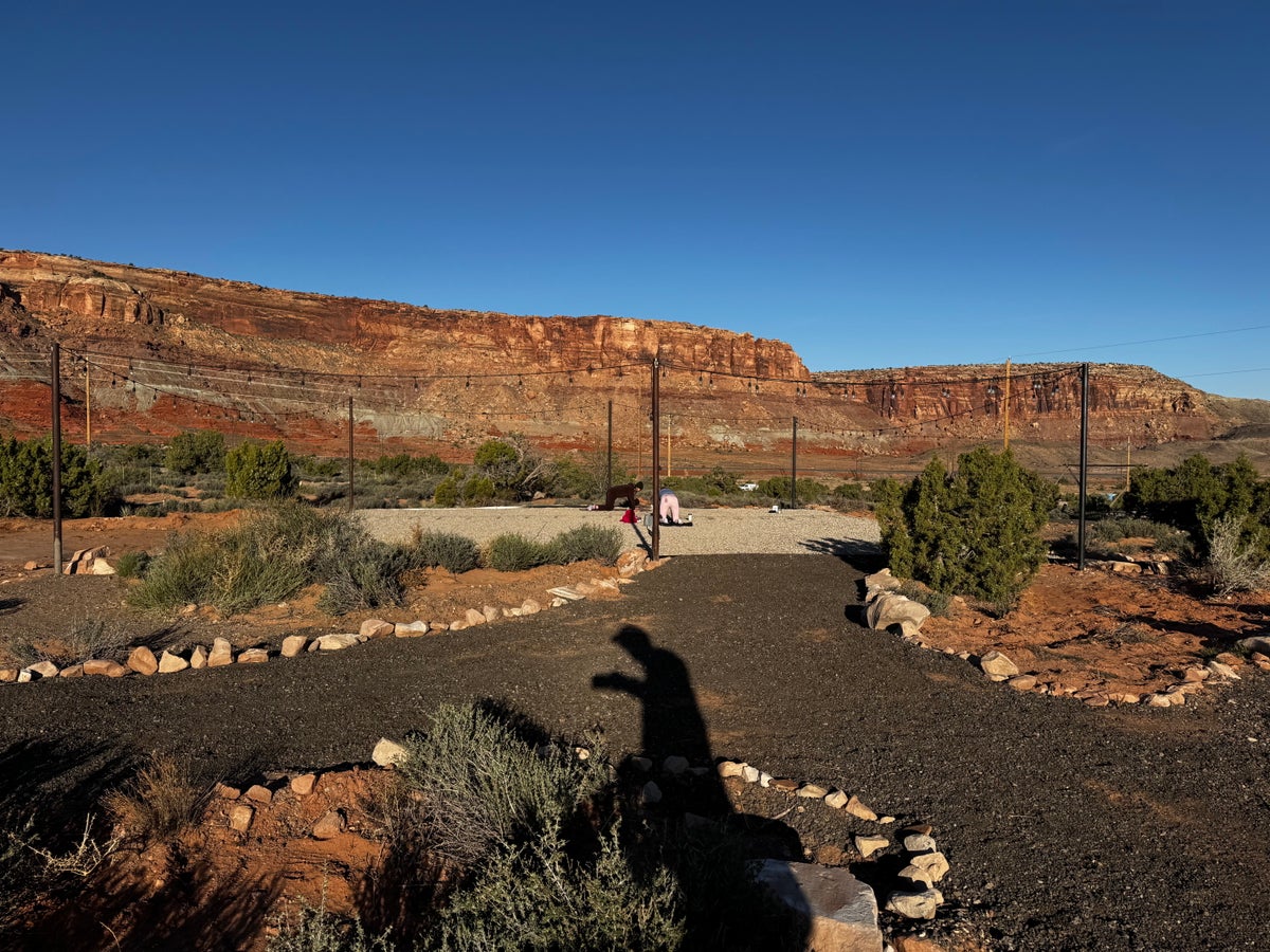 Under Canvas Moab morning yoga