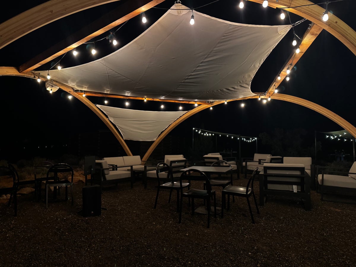 Under Canvas Moab seating with tables