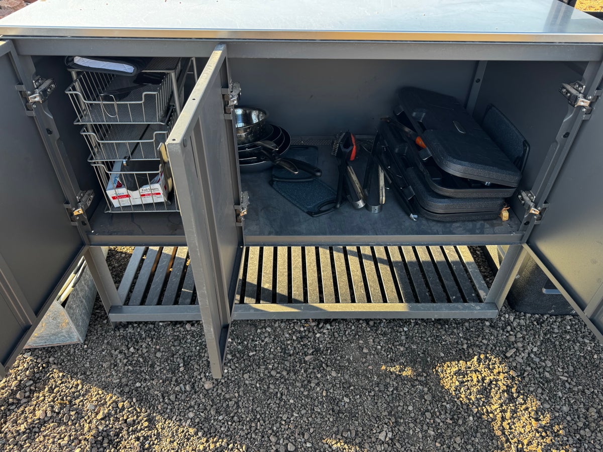 Under Canvas Moab utensils cabinet