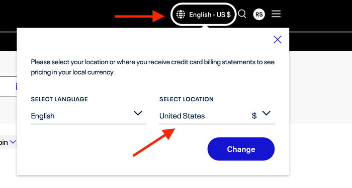 United Airlines location settings