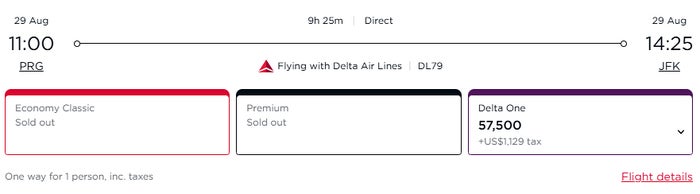 Virgin Atlantic Reward Seats PRG JFK 2025