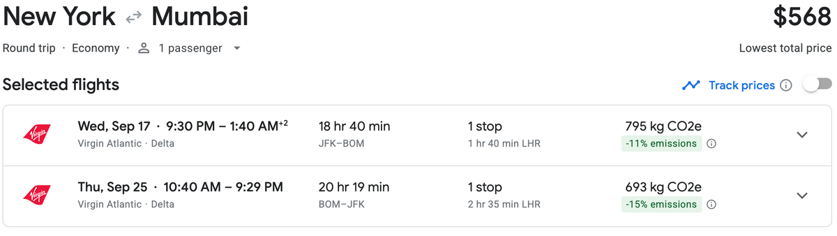 Virgin JFK BOM