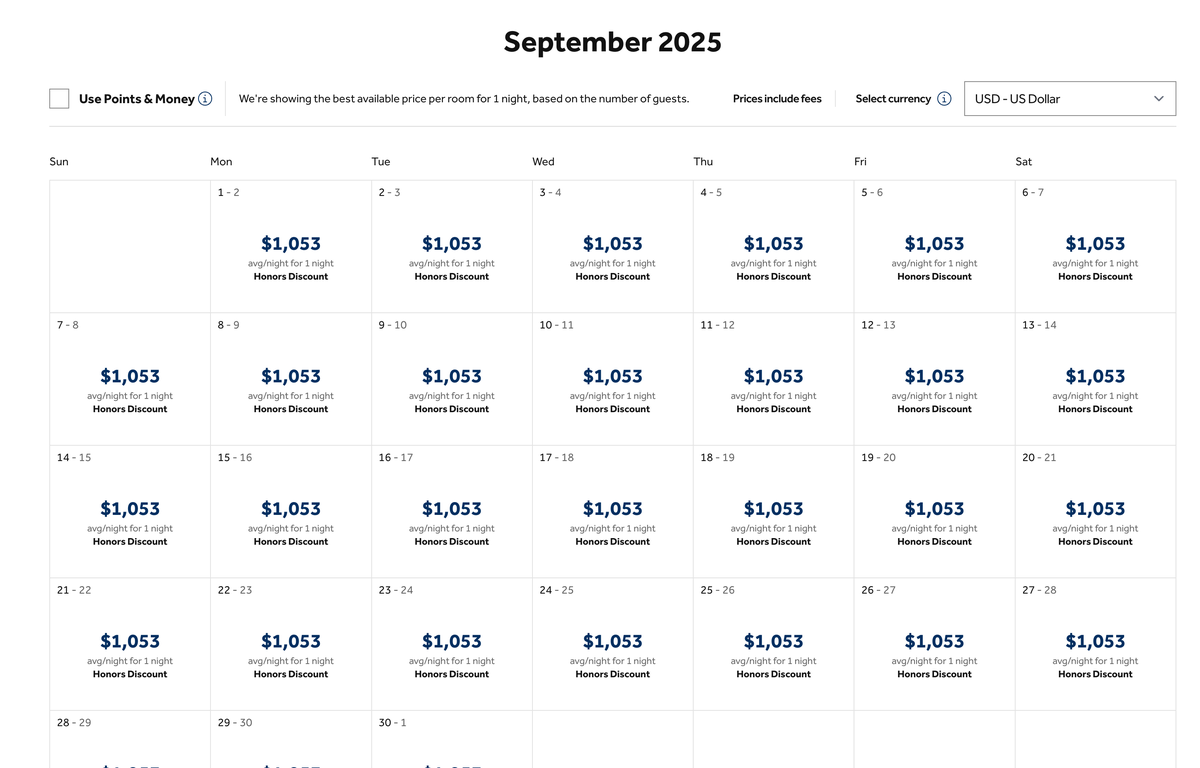 Waldorf Astoria Costa Rica cost in September 2025