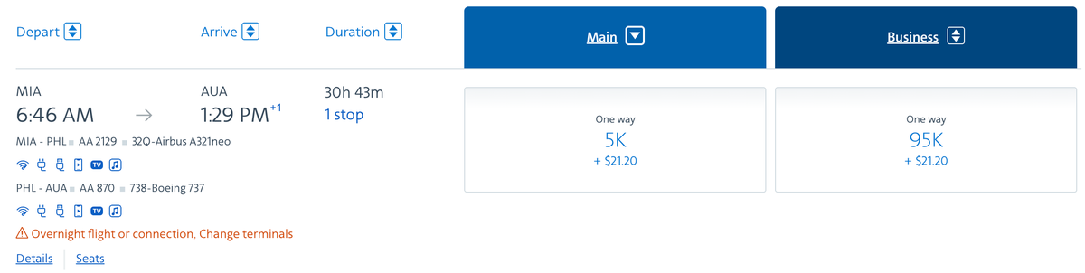 AAdvantage redemption 5k MIA AUA