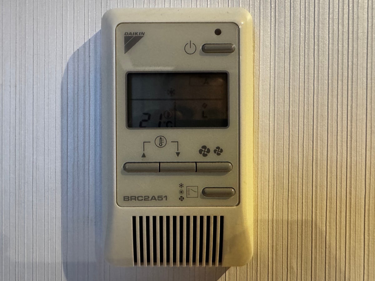 AC Hotel La Finca bedroom thermostat
