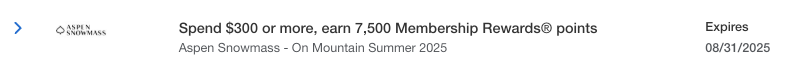 Amex Offer summer Aspen May 2025