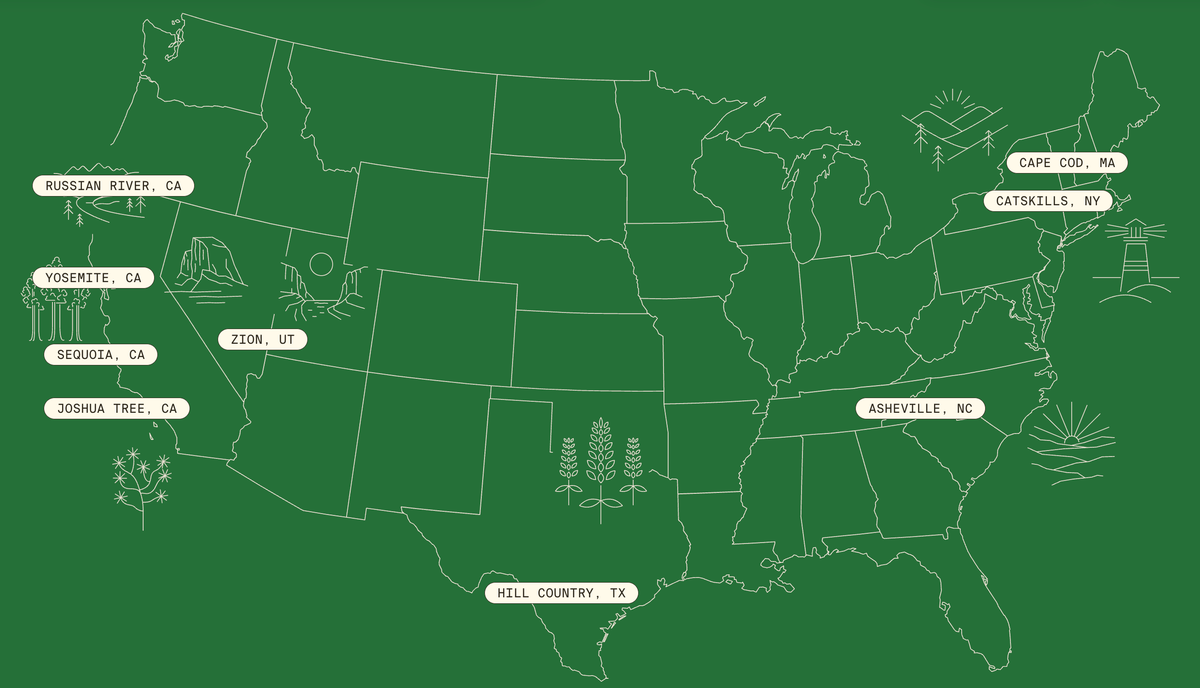 AutoCamp locations map 2025