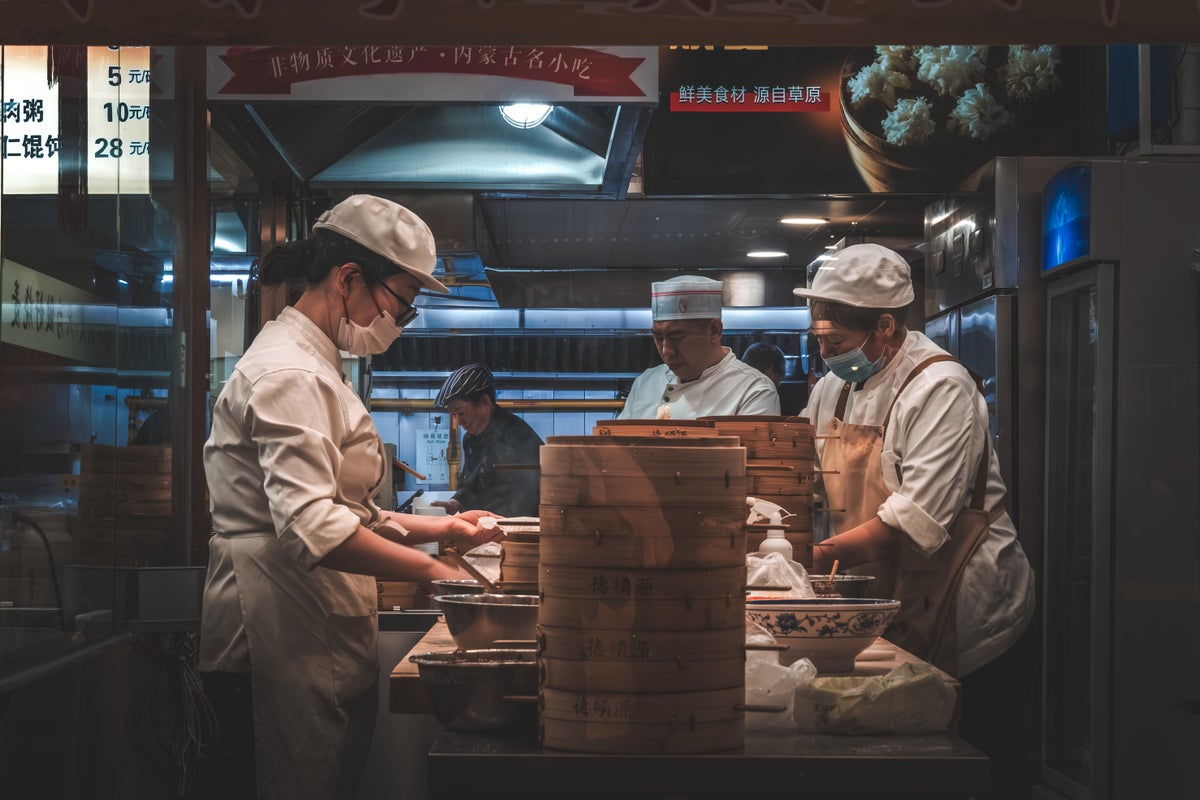 Beijing Wangfujing street chefs cooking