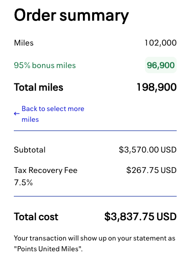 Buy maximum United miles May 2025 95 bonus