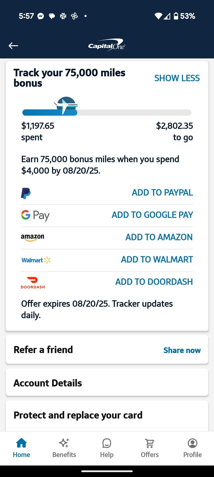 Capital One mobile app welcome offer tracking Capital One mobile app welcome offer tracking