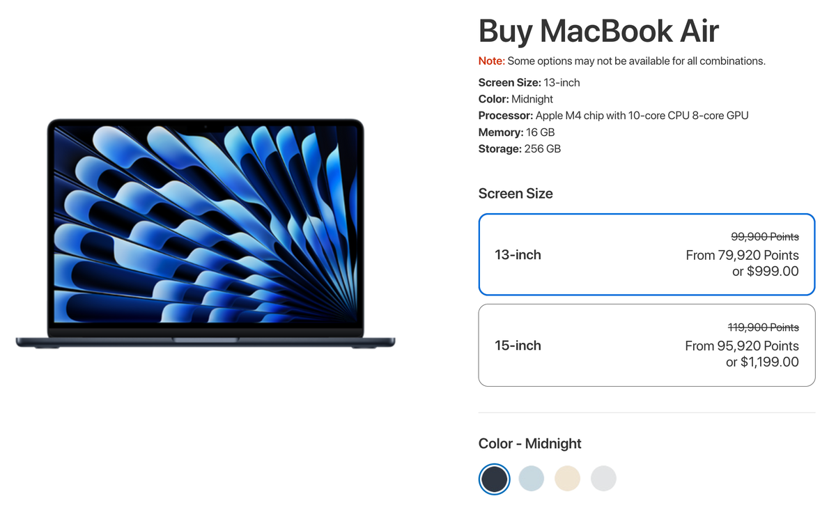 Chase points 1.25 cents toward MacBook Air