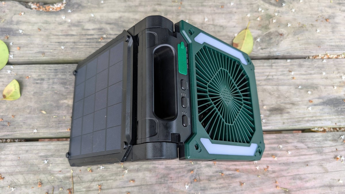 Combo power bank light and fan solar charging