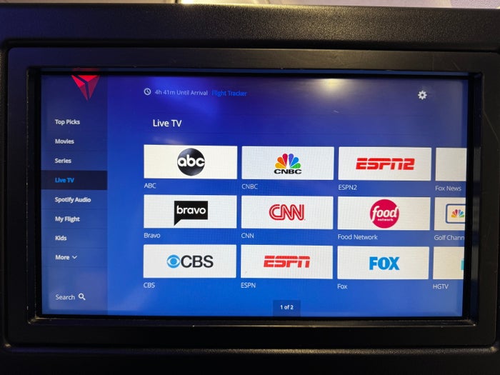 Delta One B757 200 LAX BOS entertainment TV Delta One B757 200 LAX BOS entertainment TV