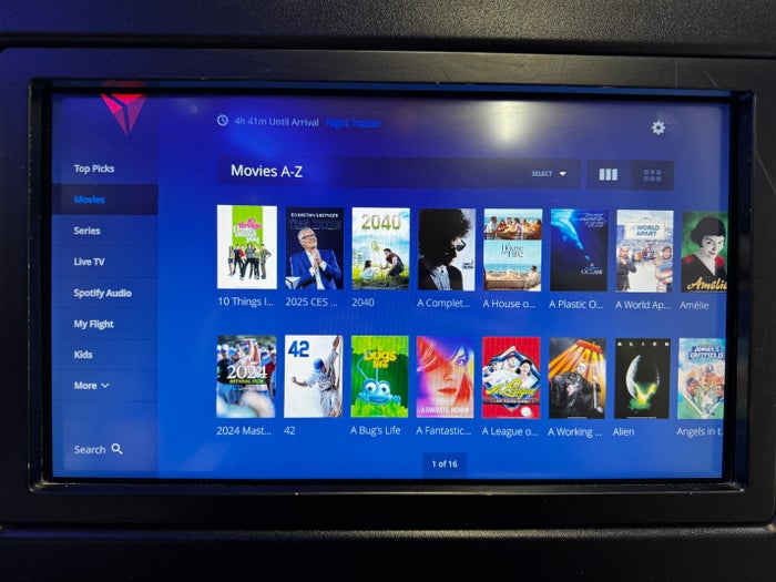 Delta One B757 200 LAX BOS entertainment movies Delta One B757 200 LAX BOS entertainment movies