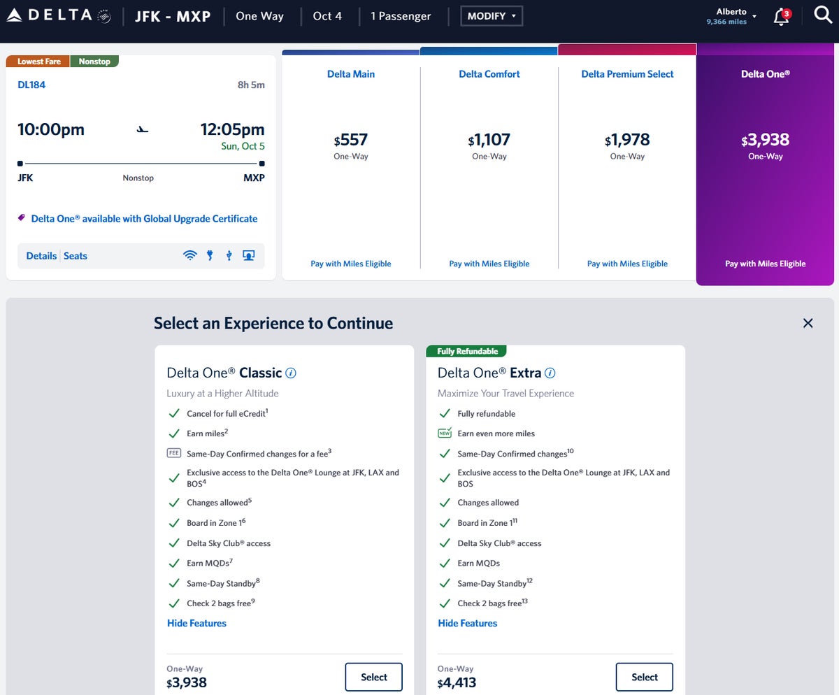 Delta One experiences