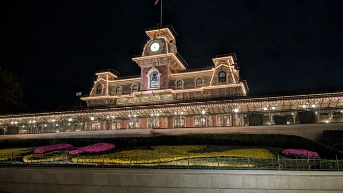 Disney World Magic Kingdom entrance during Extra Magic Hours Disney World Magic Kingdom entrance during Extra Magic Hours
