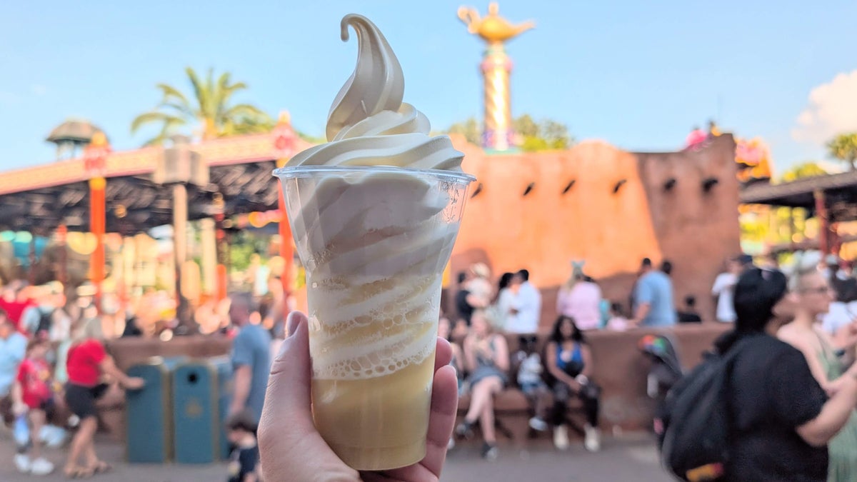 Disney World Pineapple float Dole Whip at The Magic Carpets of Aladdin