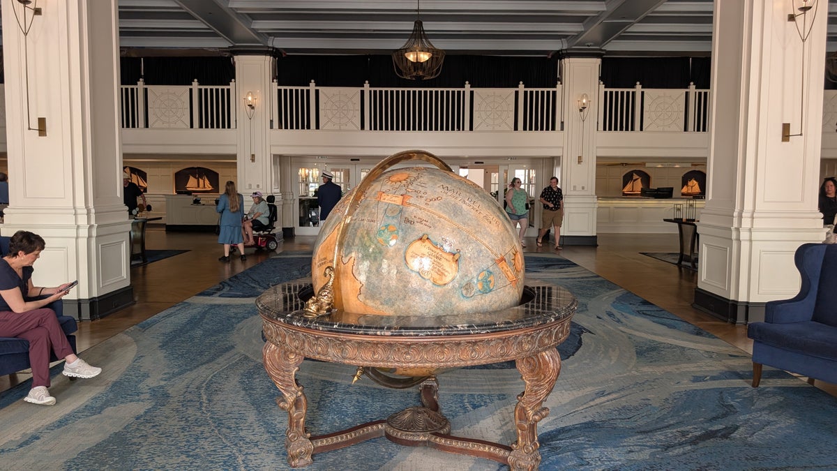 Disneys Yacht Club Resort lobby back door globe view