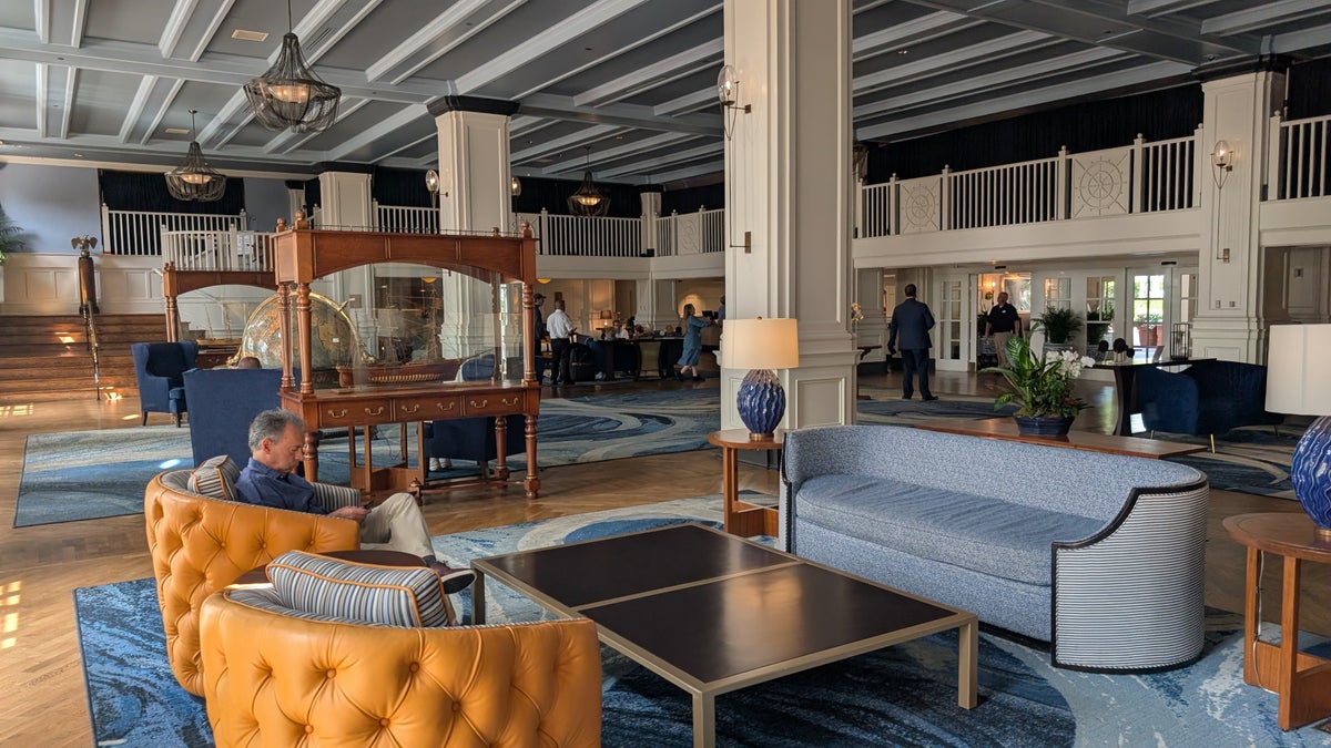 Disneys Yacht Club Resort lobby seating near the back