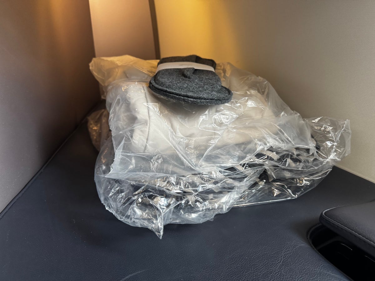 Finnair A350XWB business class items in footwell