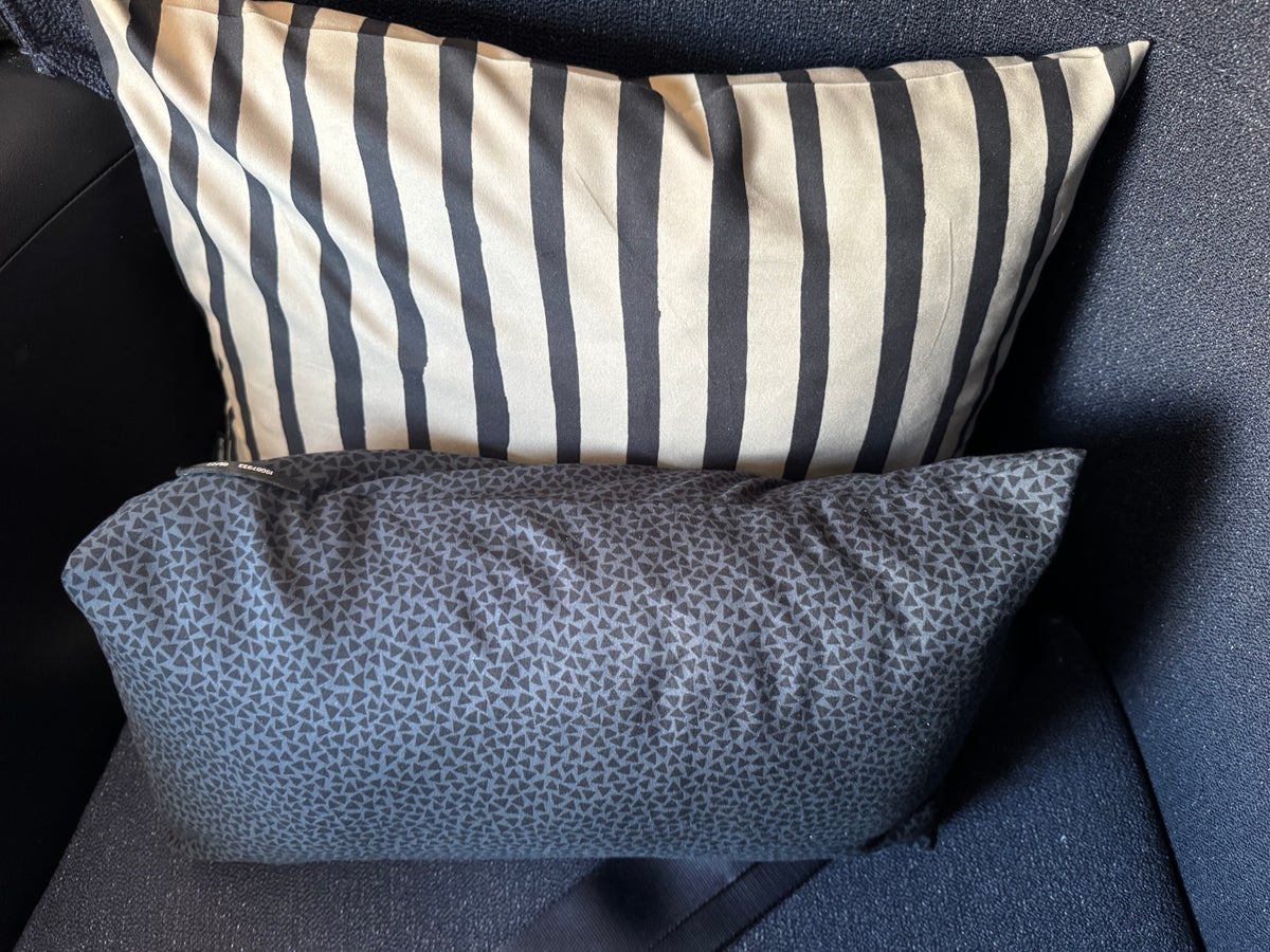 Finnair A350XWB business class pillows on seat