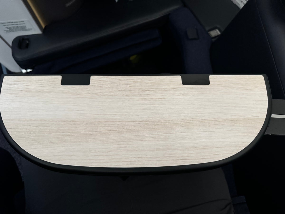Finnair A350XWB business class tray table folded