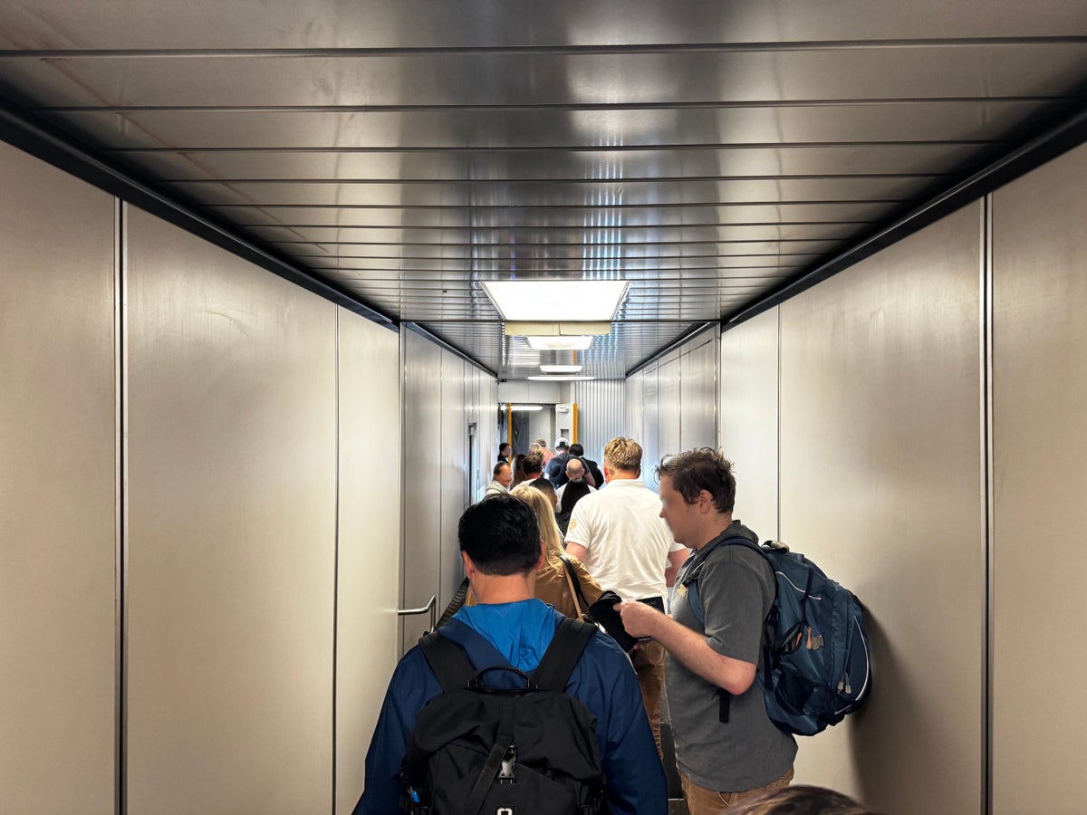 Finnair A350XWB in jet bridge at LAX blurred