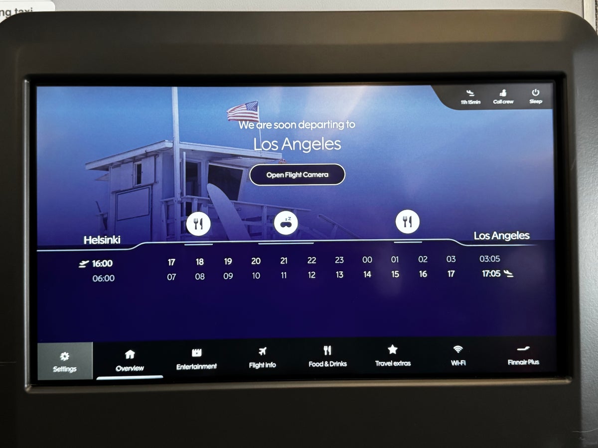 Finnair A350XWB premium economy entertainment screen flight plan